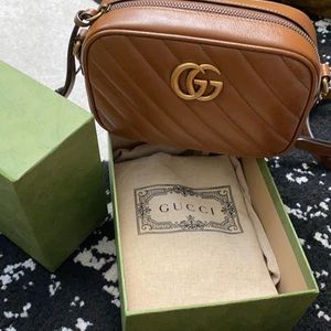 🔥BRAND NEW🔥 GUCCI GG Marmont matelassé mini bag (Camel)